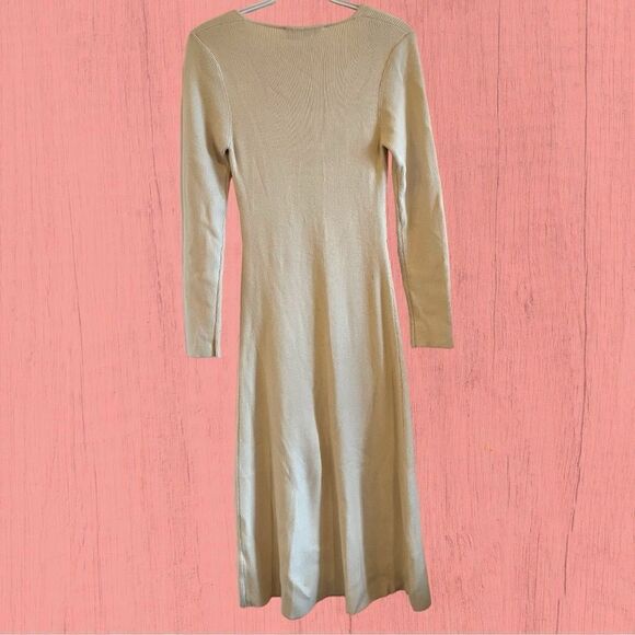 Zara midi ribbed cream knit dress - Picture 5 of 9